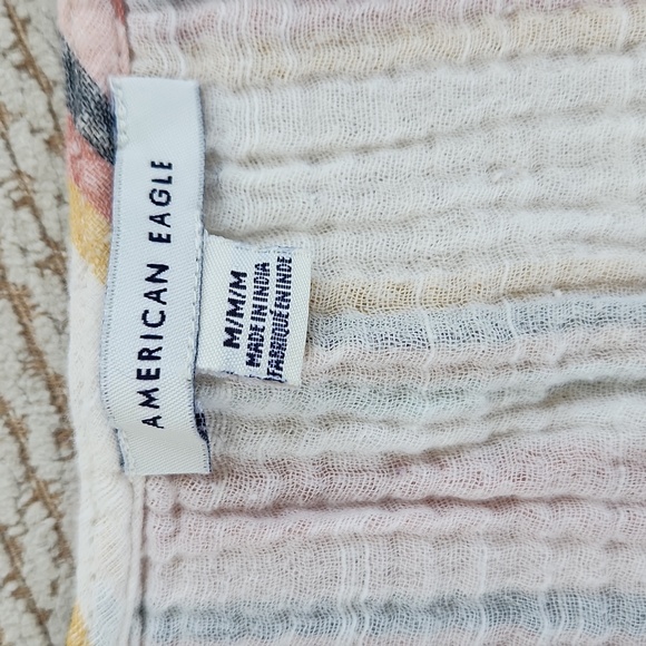 Striped Button-Down Top with Ruffled Sleeves, American Eagle, Medium - Picture 2 of 3